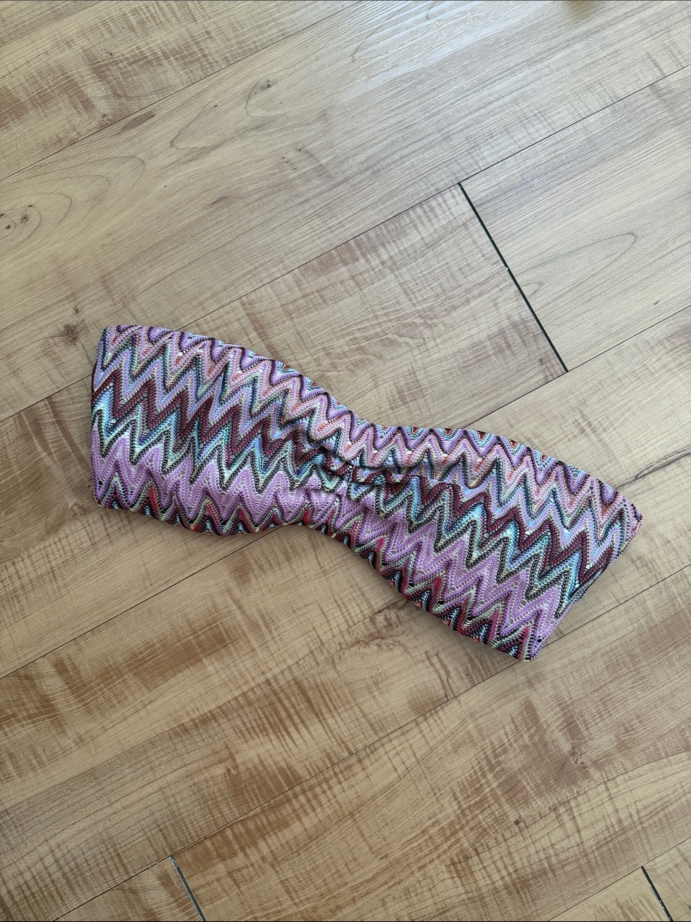 Pink Zigzag Strapless Bandeau Top size L New Vintage Rare from Y2K missoni-style